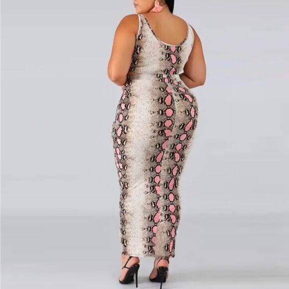 Plus Size Snakeskin Print Cami Top & Skirt Set sz 1X - Picture 2 of 3
